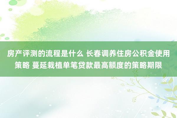 房产评测的流程是什么 长春调养住房公积金使用策略 蔓延栽植单笔贷款最高额度的策略期限