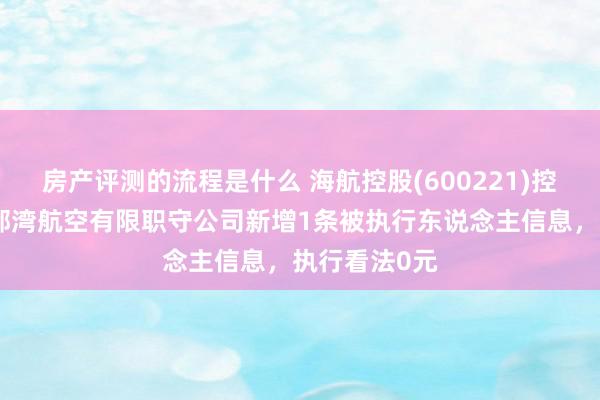 房产评测的流程是什么 海航控股(600221)控股的广西北部湾航空有限职守公司新增1条被执行东说念主信息，执行看法0元