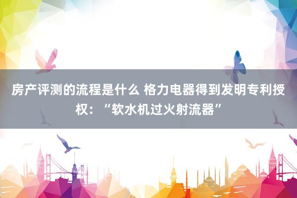 房产评测的流程是什么 格力电器得到发明专利授权：“软水机过火射流器”