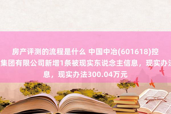 房产评测的流程是什么 中国中冶(601618)控股的中国一冶集团有限公司新增1条被现实东说念主信息，现实办法300.04万元