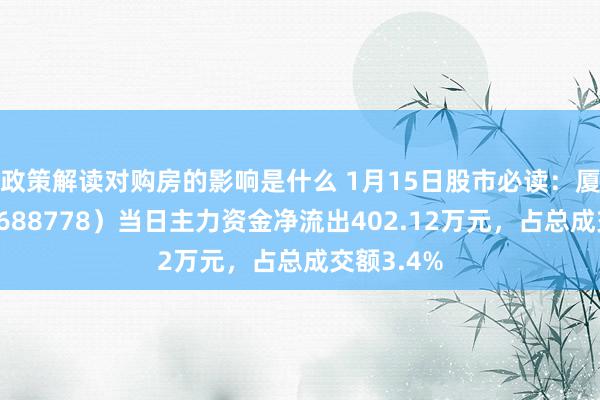 政策解读对购房的影响是什么 1月15日股市必读：厦钨新能（688778）当日主力资金净流出402.12万元，占总成交额3.4%