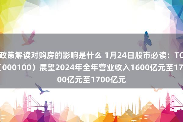 政策解读对购房的影响是什么 1月24日股市必读：TCL科技（000100）展望2024年全年营业收入1600亿元至1700亿元