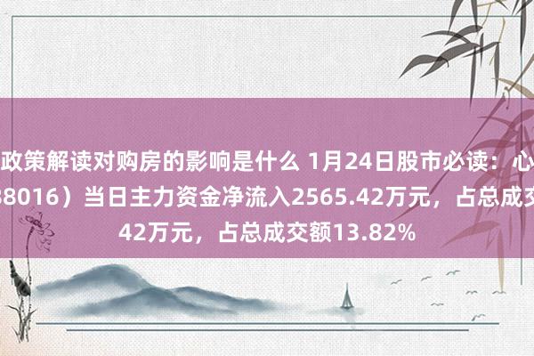 政策解读对购房的影响是什么 1月24日股市必读：心脉医疗（688016）当日主力资金净流入2565.42万元，占总成交额13.82%