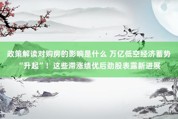 政策解读对购房的影响是什么 万亿低空经济蓄势“升起”！这些滞涨绩优后劲股表露新进展