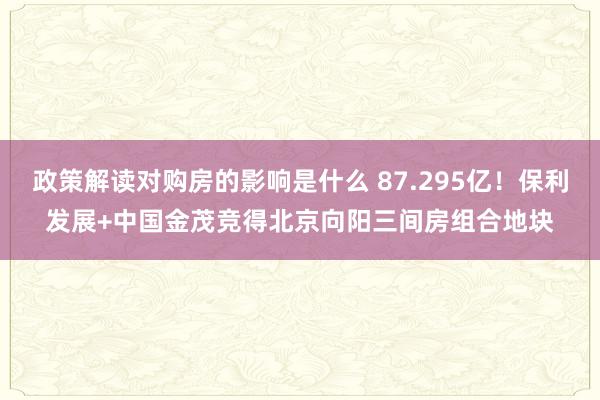 政策解读对购房的影响是什么 87.295亿！保利发展+中国金茂竞得北京向阳三间房组合地块