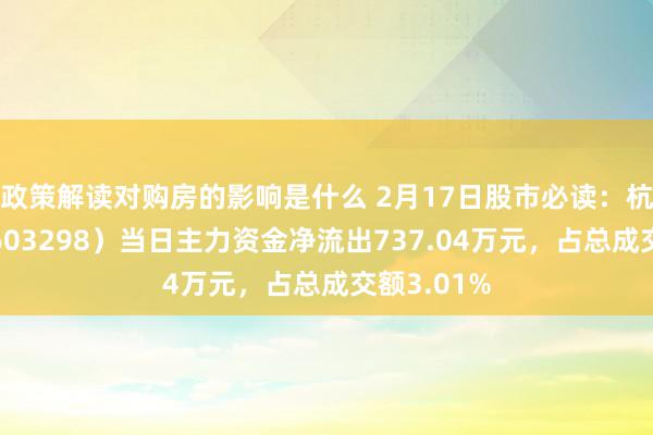 政策解读对购房的影响是什么 2月17日股市必读：杭叉集团（603298）当日主力资金净流出737.04万元，占总成交额3.01%