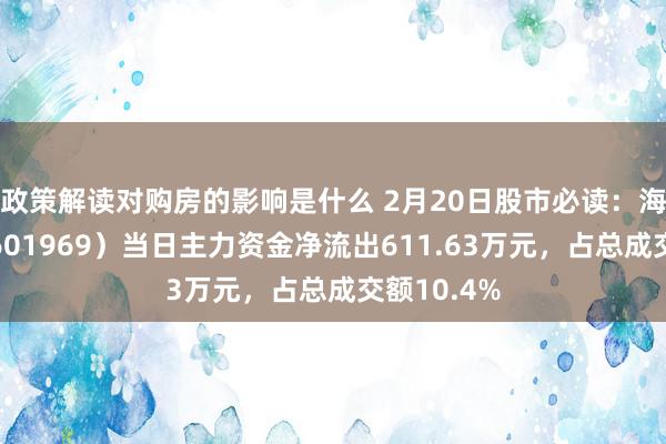 政策解读对购房的影响是什么 2月20日股市必读：海南矿业（601969）当日主力资金净流出611.63万元，占总成交额10.4%