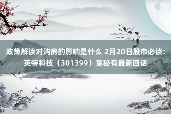 政策解读对购房的影响是什么 2月20日股市必读：英特科技（301399）董秘有最新回话