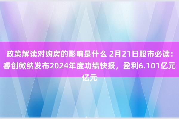 政策解读对购房的影响是什么 2月21日股市必读：睿创微纳发布2024年度功绩快报，盈利6.101亿元