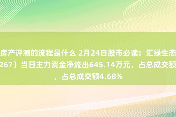 房产评测的流程是什么 2月24日股市必读：汇绿生态（001267）当日主力资金净流出645.14万元，占总成交额4.68%