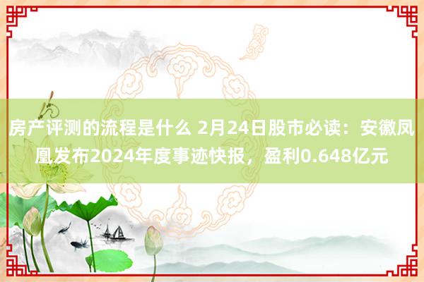 房产评测的流程是什么 2月24日股市必读：安徽凤凰发布2024年度事迹快报，盈利0.648亿元