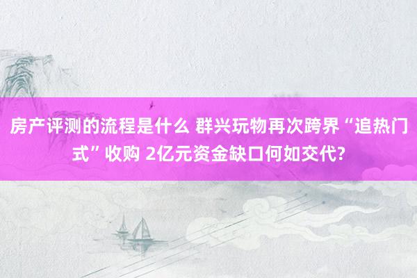 房产评测的流程是什么 群兴玩物再次跨界“追热门式”收购 2亿元资金缺口何如交代?