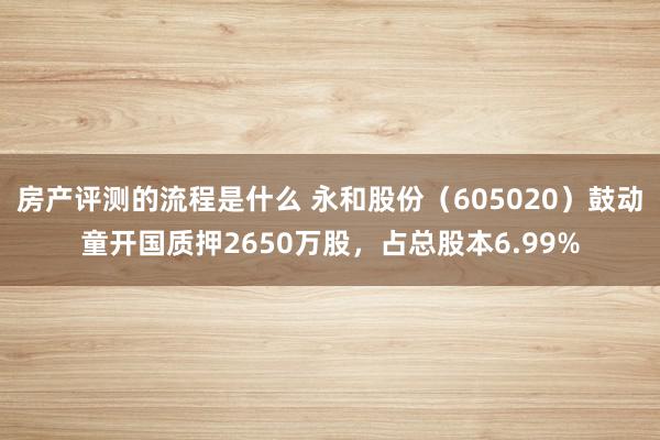 房产评测的流程是什么 永和股份（605020）鼓动童开国质押2650万股，占总股本6.99%